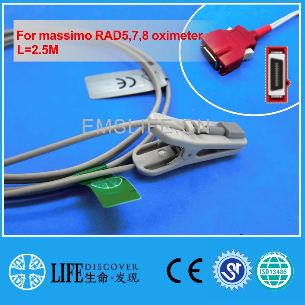 Длинный кабель для взрослых зажим ушей spo2 датчик максимум RAD5 7 8 оксиметр|sensor