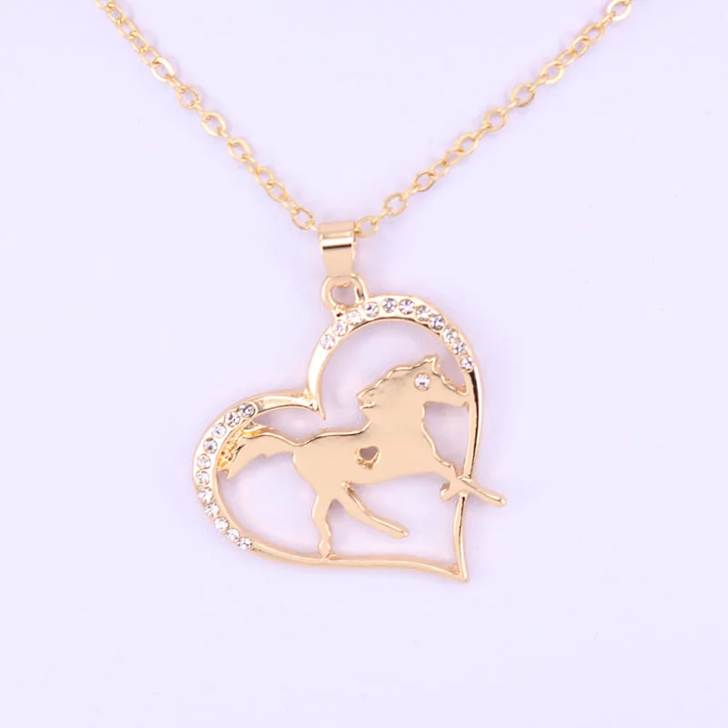 

hzew animal horse pendant necklaces two colors heart horse necklace gift