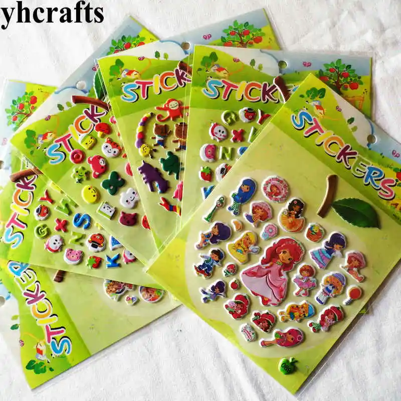 

3 листа (100 шт. наклеек)/Лот, пластиковые 3D губчатые наклейки в форме яблока, для детского сада, рукоделия, наклейки на стену и холодильник, дет...