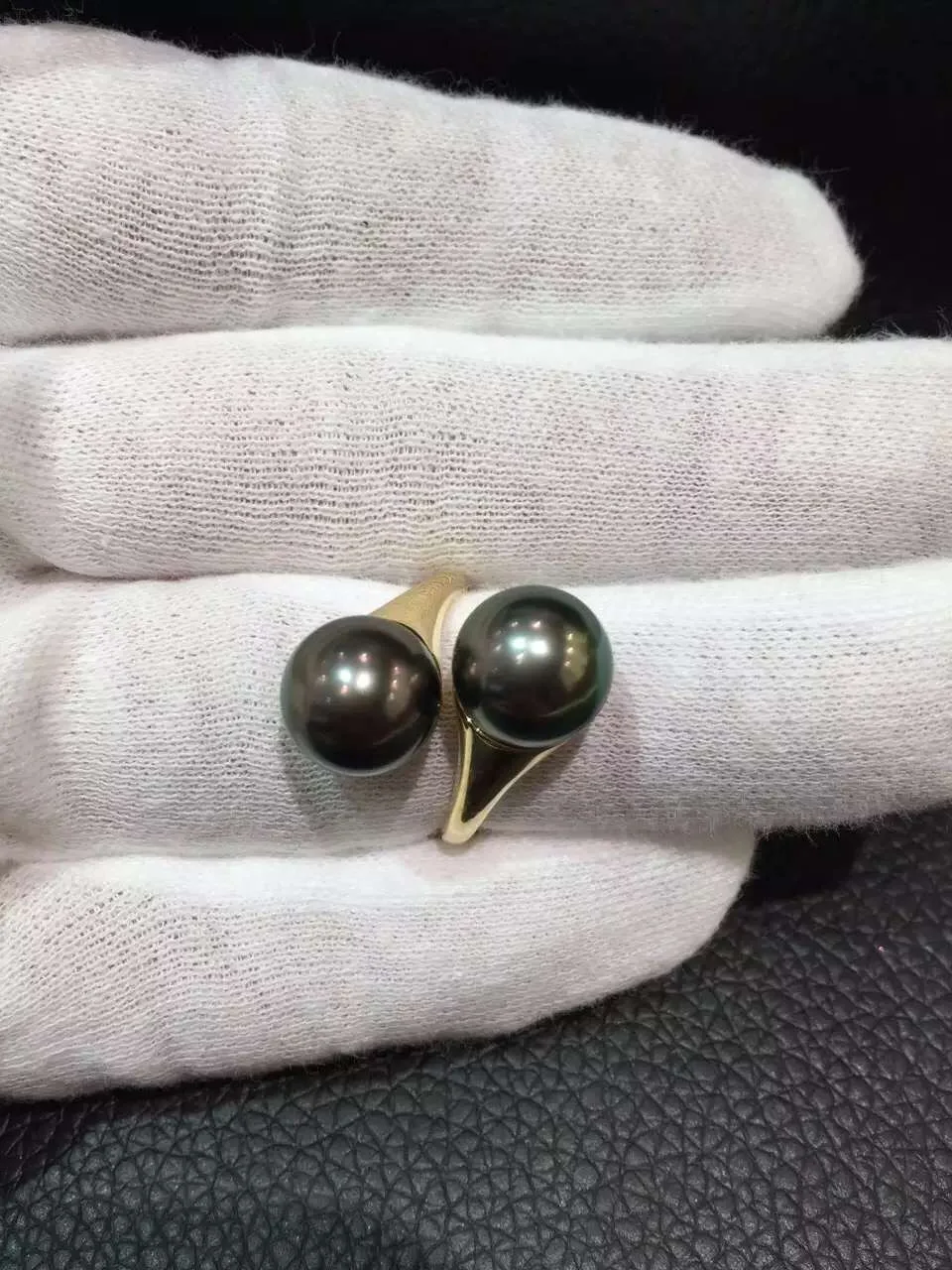 Ювелирные изделия из натурального таитянского жемчуга кольцо с двойным жемчугом