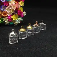 10pcs 10mm cube glass bubble dome beads cap glass vial pendant jewelry glass globe bottle necklace diy pendant vase accessory