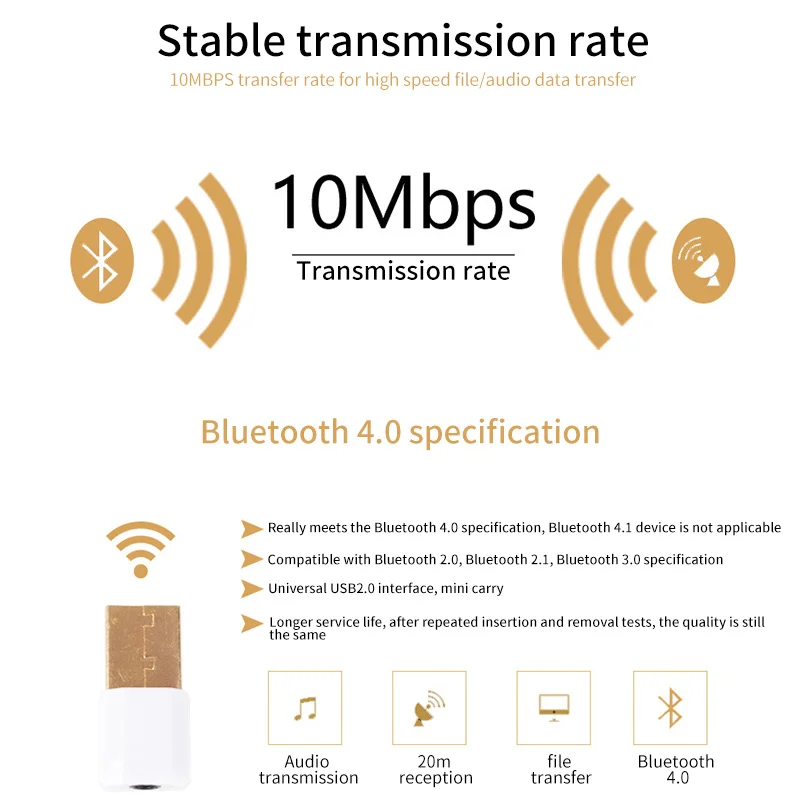 USB мини Bluetooth аудио приемник стерео 3 5 мм Музыка внешний адаптер для подзарядки