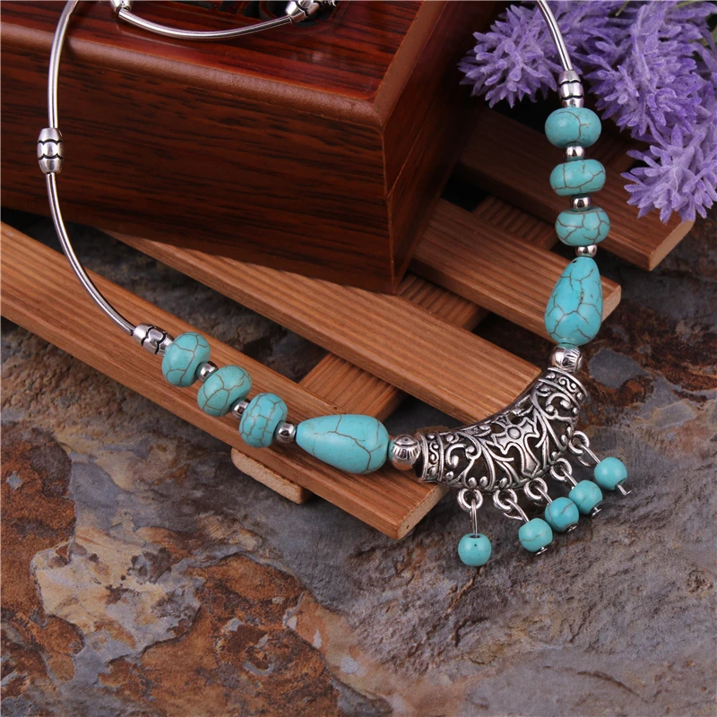 

Statement Jewelry Tibetan Jewelry Silver Color Chain Big Stone Neckalces Bohemia Beads Tassels Necklaces For Women Bijoux
