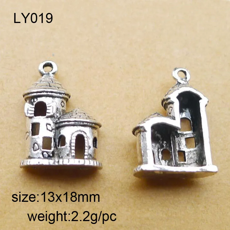 

25 шт./лот 13x18 мм античный посеребренный сплав подвески в виде замка кулон подходит для ювелирных изделий