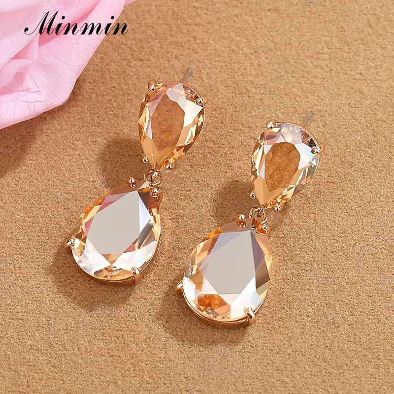 Minmin новый дизайн 3 цвета прозрачные хрустальные висячие серьги Модные ювелирные
