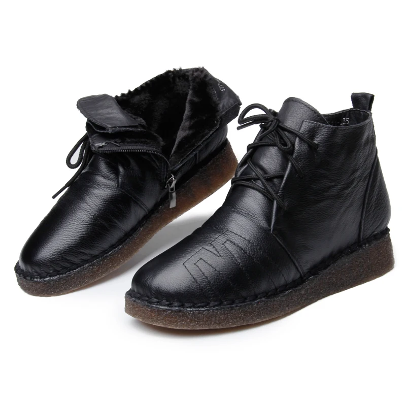 

MVVJKE Autumn Winter Women Retro Boots Handmade Ankle Boots Flat Boots Real Genuine Leather Shoes Women Shoes