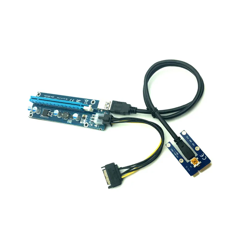 Pcie Riser 16x к 1X Mini PCI E PCIe Express 60 см расширитель карты адаптер SATA 6Pin/4pin кабель питания