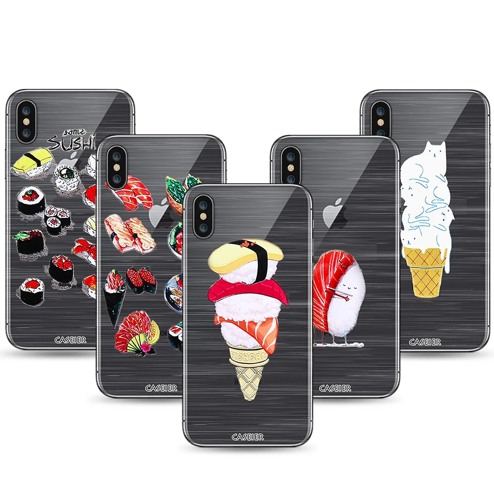 CASEIER Clear Soft TPU Case For iPhone X 7 8 6 6S Plus Silicone Japanese Style 5 5S SE Back Cover Funda Capa |