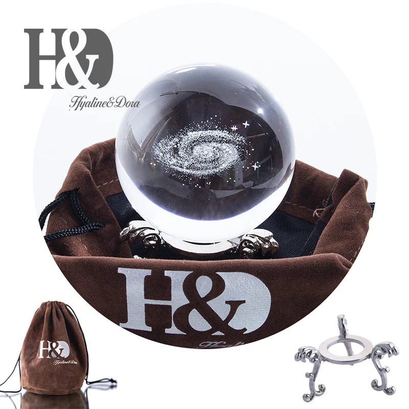 H & D 60 мм 3D лазерный гравированный стеклянный шар галактики Кристальные