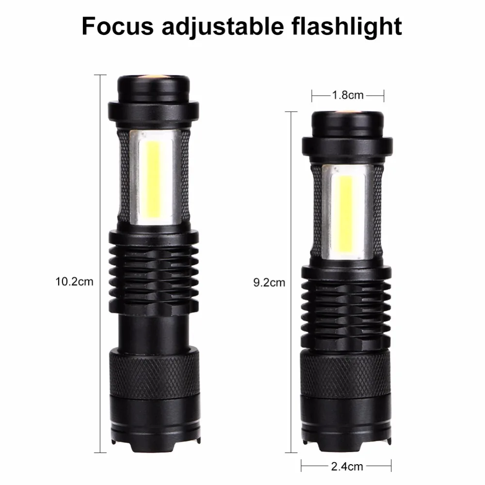 Портативный 3800LM XML Q5 + COB светодиодный фонарик мини ZOOM torchflashlight использование AA 14500