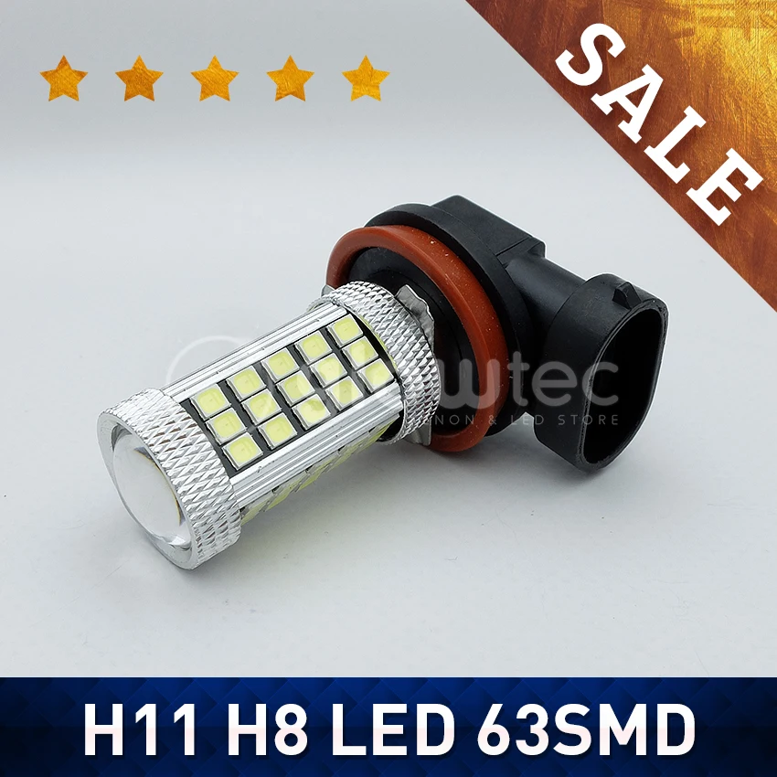 Передние противотуманные фары H8 LED 63SMD 2835 супер яркие белые Автомобильные GLOWTEC 2