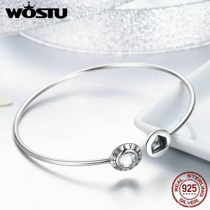 WOSTU, лидер продаж, настоящая 925 пробы, серебро, семья навсегда, браслет для женщин, подходит для DIY, браслеты с подвесками, хорошее ювелирное изделие, подарок FIB011
