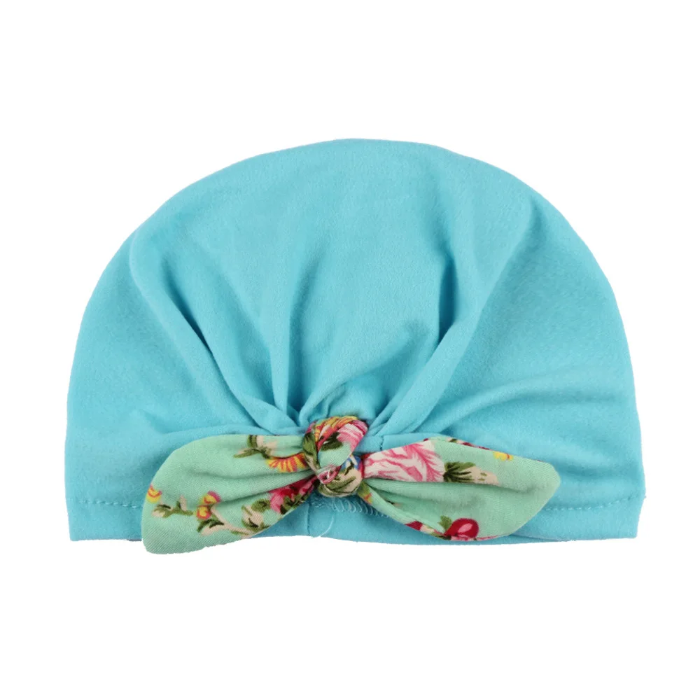 E205638 Sweet Dot Baby Girl Hat with Bow Candy Color Baby Turban Cap for Girls Elastic Infant Accessories 1 PC - Цвет: E205638