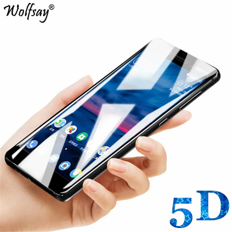 5D изогнутый экран протектор для Nokia 6 2018 закаленное стекло против царапин полное