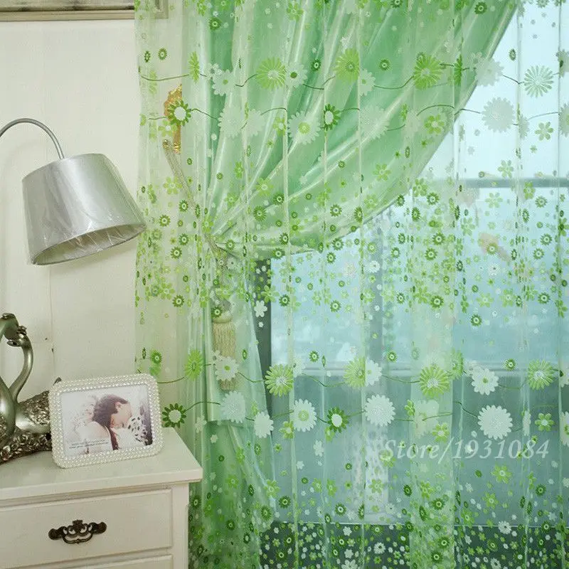 Пасторальные зеленые прозрачные шторы для гостиной окна тюль украшения дома