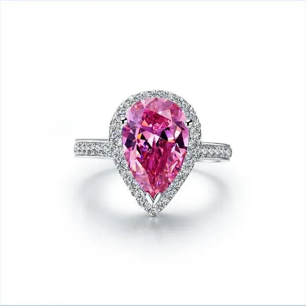 

3 Carat White Gold 14K Pink Pear Style A-OK Simulate Diamond Anniversary Ring For Women Solid Gold Engagement Ring With Box