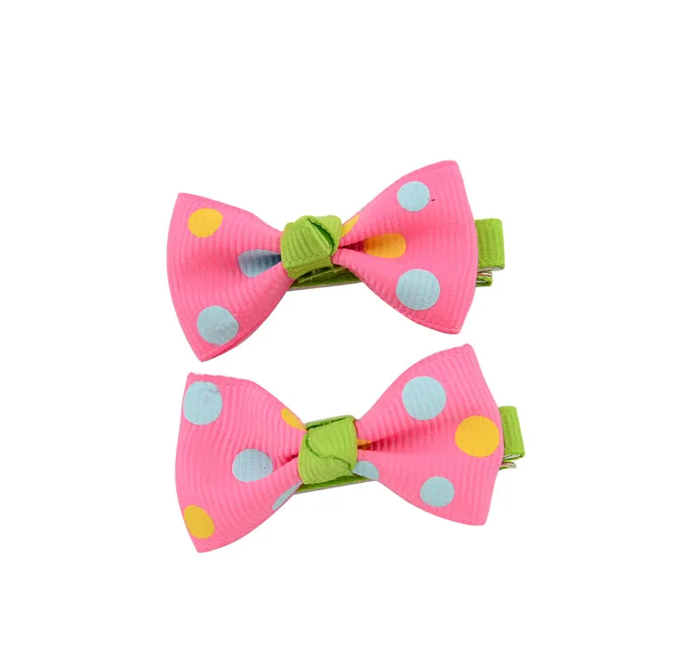 Милые заколки для волос в горошек с бантом 2 шт./лот цветами клетку аксессуары