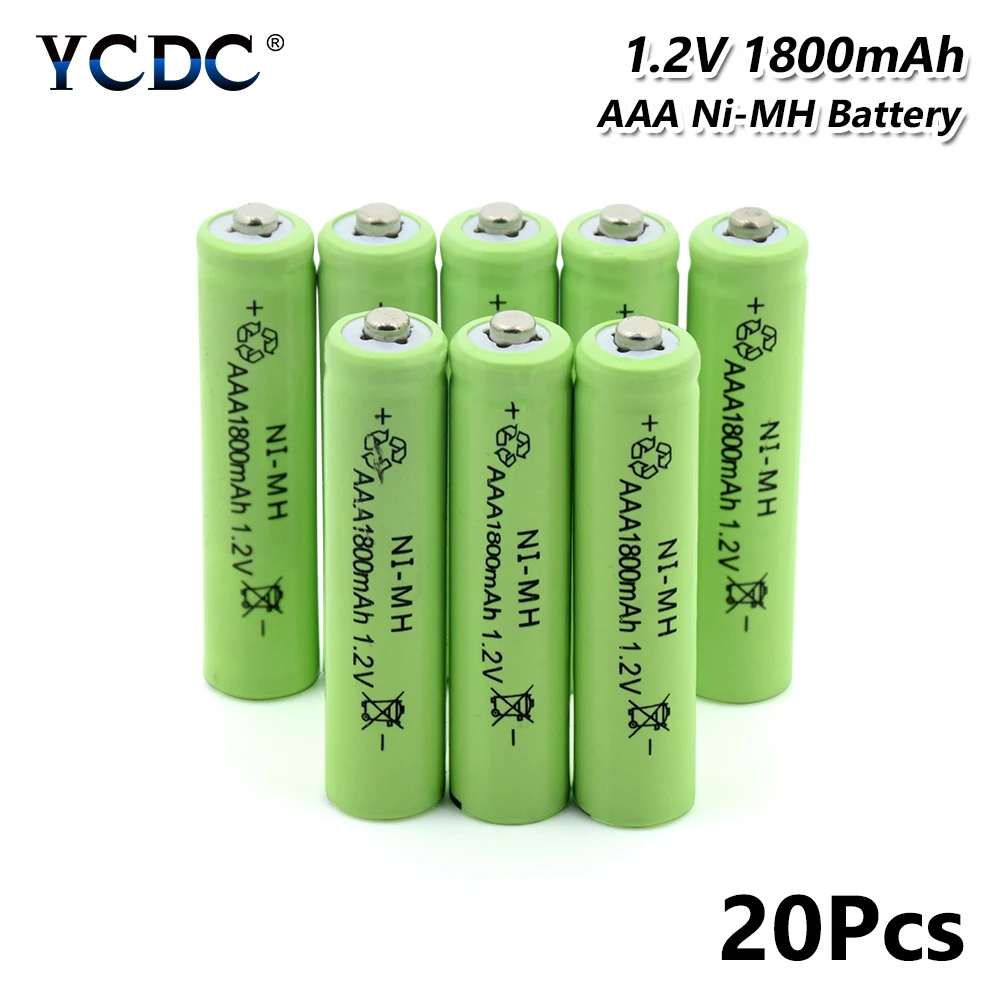 20 Pcs 4 шт. Ni-MH AAA аккумулятор 1800 мАч 1,2 в перезаряжаемая сотовая Бритва 4 шт. MP3 часы фонарик циклы для дистанционного управления игрушки камеры - Цвет: 20 Pcs