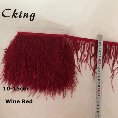 wine red 10 метров темно-зеленое перо отделка 10-15 см ширина страуса перо платье с бахромой швейный Материал карнавал рождественские украшения Ремесло - Цвет: wine red
