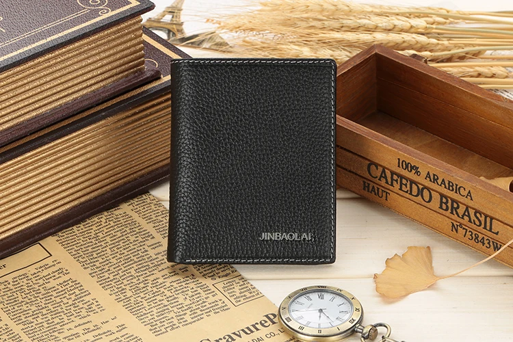 JINBAOLAI Simple Men Wallets Leather Genuine Card Holder Wallet Solid Short Male Purse Business Brand Wallets for men carteira