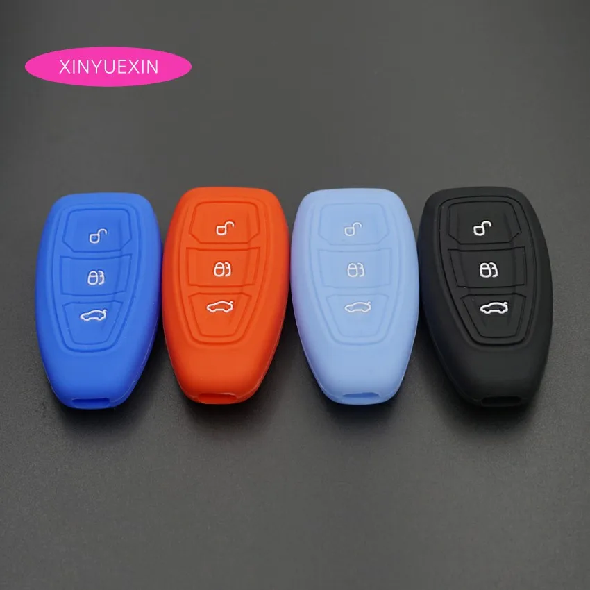 Xinyuexin Silicone Car Key Cover FOB Case For Ford Kuga Focus 3 Ecosport Fiesta Remote Car-styling Interior Accessories | Автомобили и