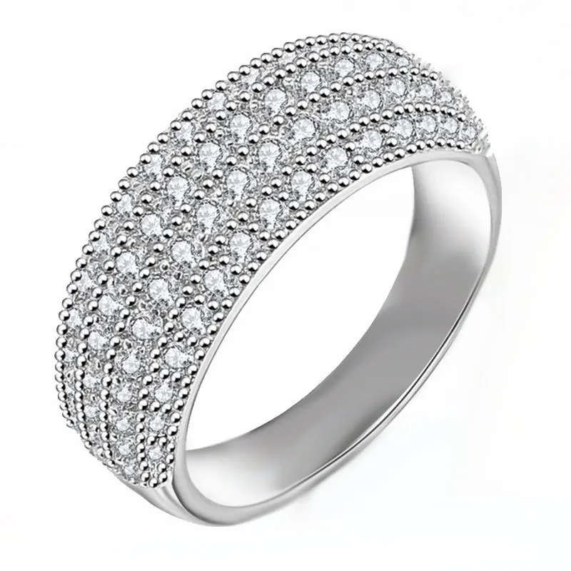 Обручальное кольцо Pave CZ элегантный AAA белый кубический цирконий Женский