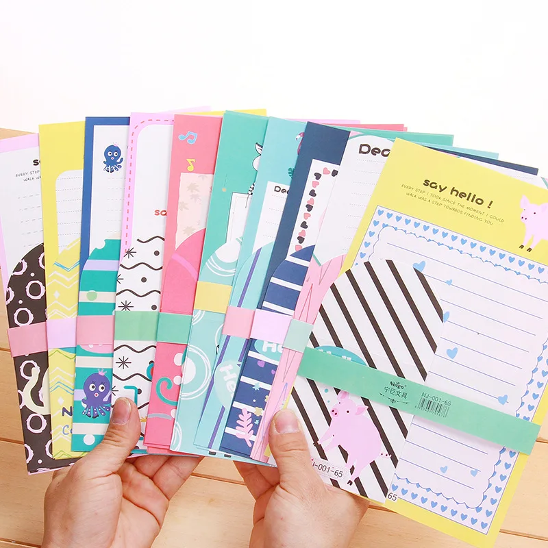 3 конверта + 6 листов письма мультяшный животный конверт для бумажного карта