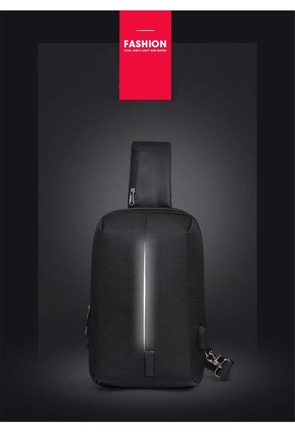 XINCADA груди мешок слинг пакет Для мужчин водонепроницаемые Anti Theft Сумка Crossbody сумка зарядка через usb Мода черный и синий