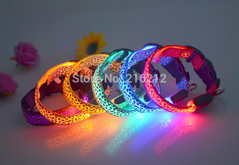 Ошейник для собак и кошек с леопардовым принтом|dog cat collar|night safetyled nylon |