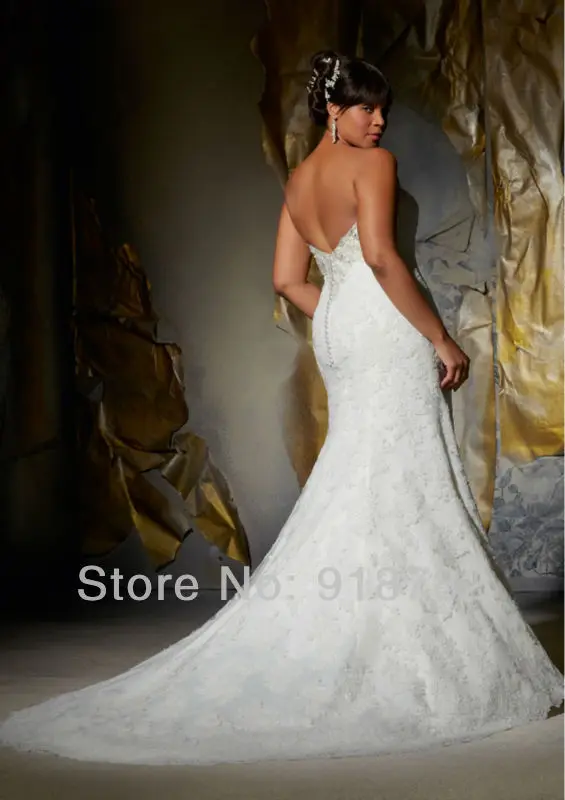 Free Shipping 2013 New Design Sweetheart Beaded Sexy Lace Mermaid Wedding Dress Plus Size | Свадьбы и торжества