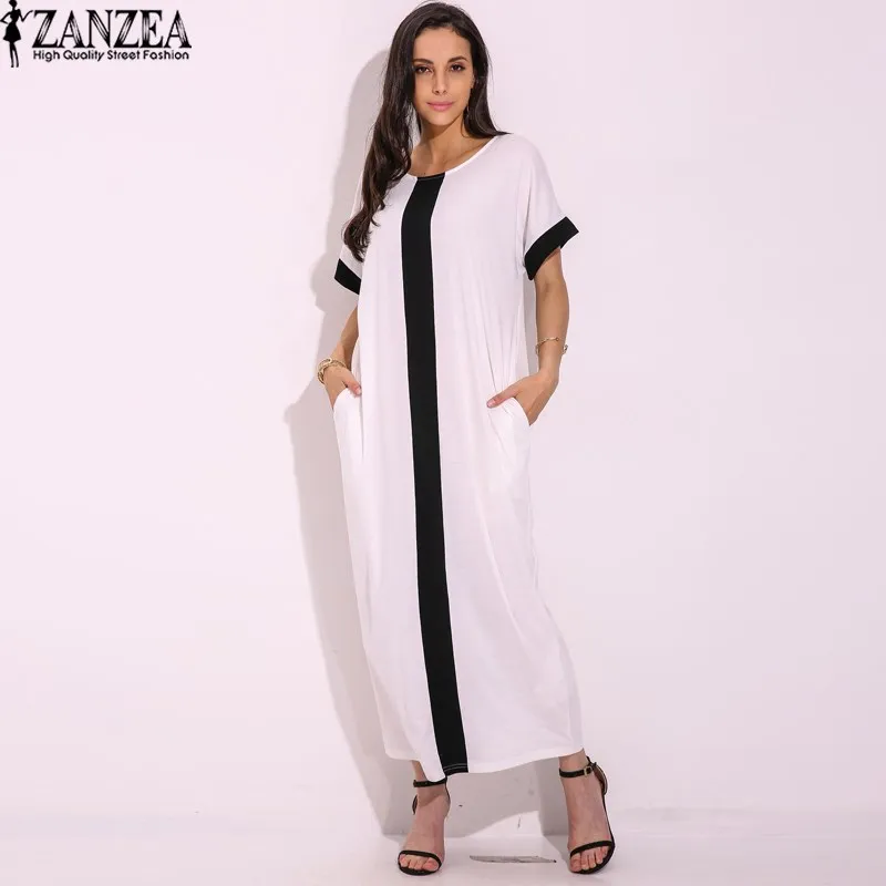 Vestido 2019 ZANZEA для женщин Повседневное летние более размеры d Плюс сращивания панель