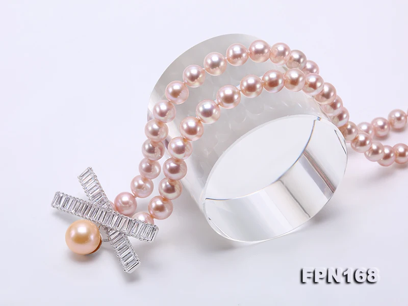 

New Arriver Real Pearl Jewellery,Purple Color Round Freshwater Pearl Necklace,7-8mm Perfect Wedding Birthday Women Gift