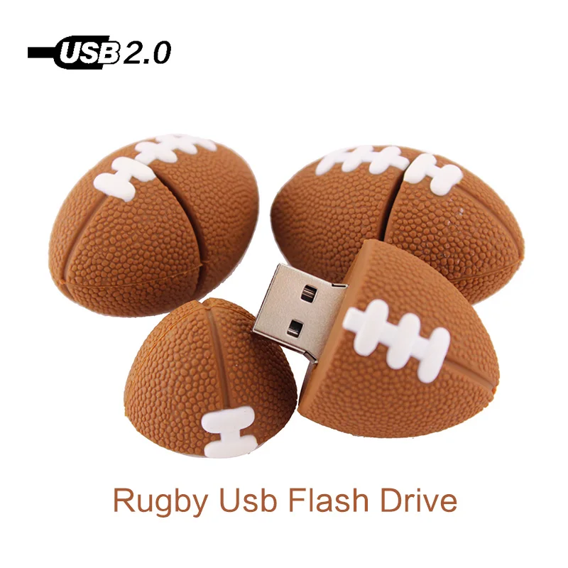 Регби мультфильм U диск Usb флэш-накопитель форма футбола 128MB 4GB 8GB 16GB 32GB 64GB 128GB