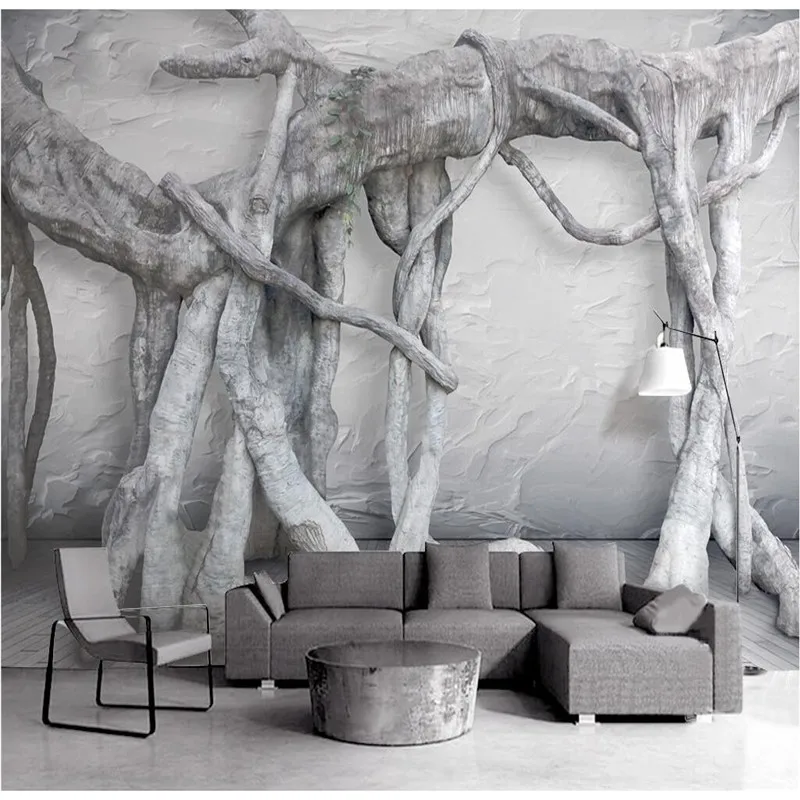 Пользовательские размеры фото фон настенная бумага большие корни дерева Ствол