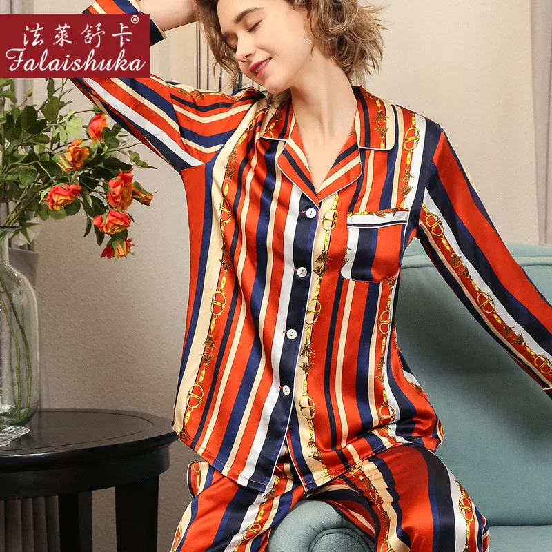 16 momme Fashion Striped 100% mulberry silk pajama sets women long sleeve elegance noble pyjamas natural silk women sleepwear
