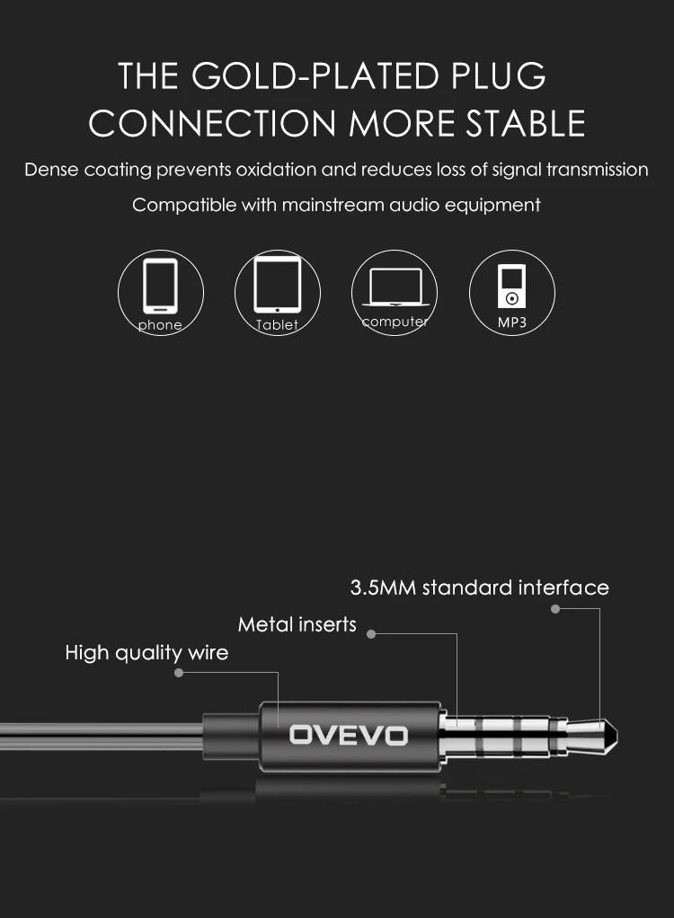 OVEVO S10 высокого качества стерео наушники вкладыши линия Управление микрофон Шум