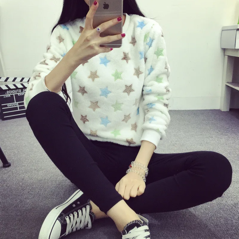 2017 одежда сохраняющая тепло модные клубника в полоску Harajuku Цветной маленьких