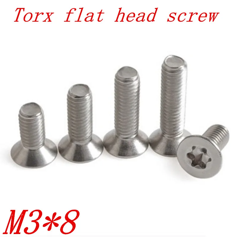100 шт. M3 * 8 m3x8 torx плоская потайная головка винт a2 нержавеющая сталь|countersunk head screw|head