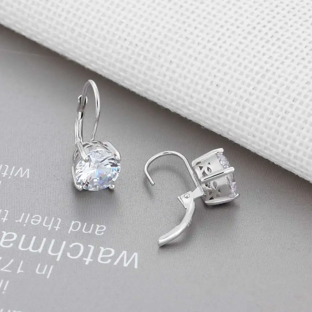 Женские серьги-кольца из серебра 925 пробы с фианитом | Украшения и аксессуары
