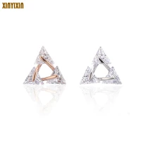 elegant rose gold triangle earrings for women geometric cubic zirconia earrings fashion wedding jewelry birthday party gift 2018