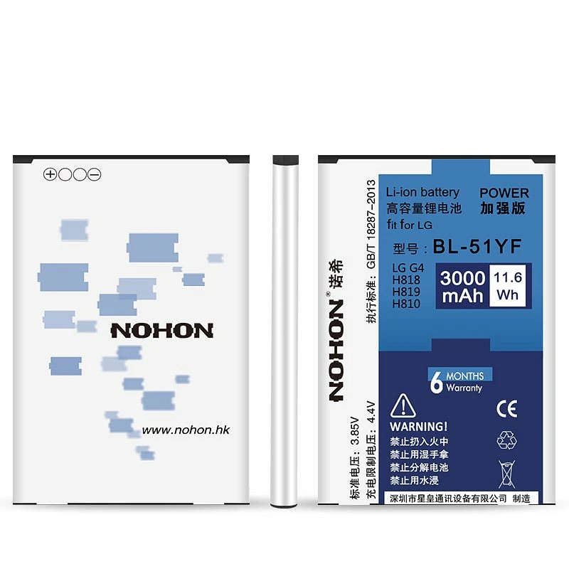 NOHON высокое качество оригинальный аккумулятор для LG G3 G4 G5 V10 BL 53YH 51YF 42D1F высокой