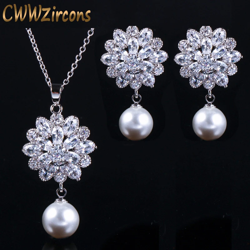 Женский ювелирный комплект из колье и серёг с жемчугом|necklace and earring set|necklace