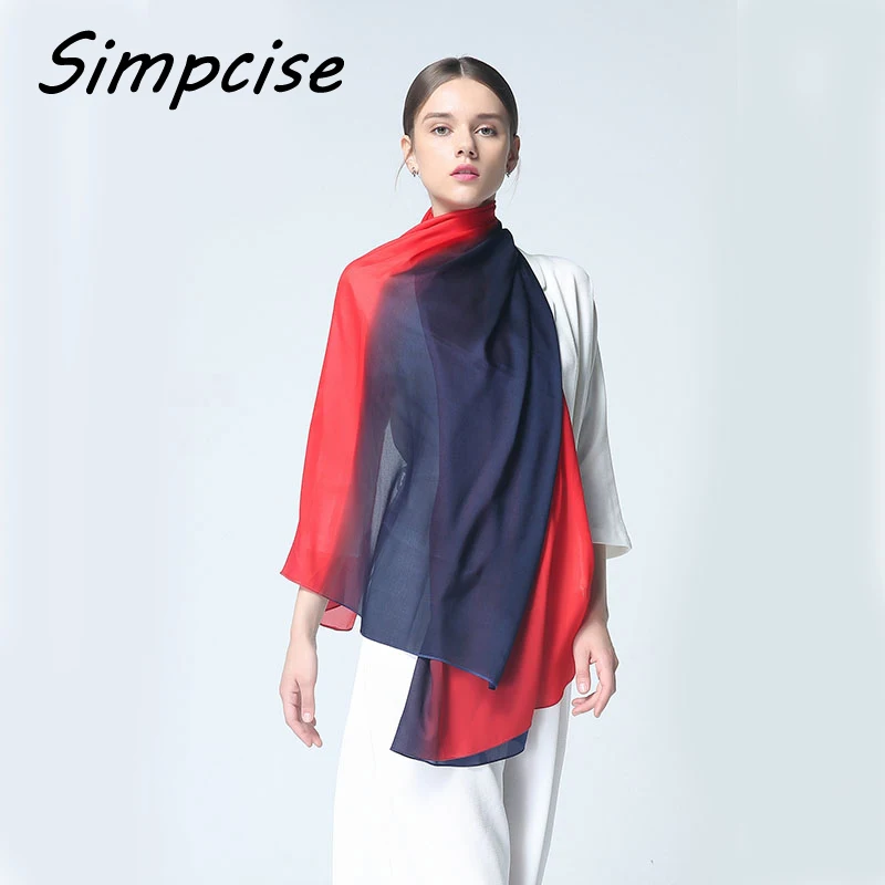 [Simpcise] шарфы платки палантины 2017 женщин шелковый шарф мода Ombre écharpe гладкой Лето