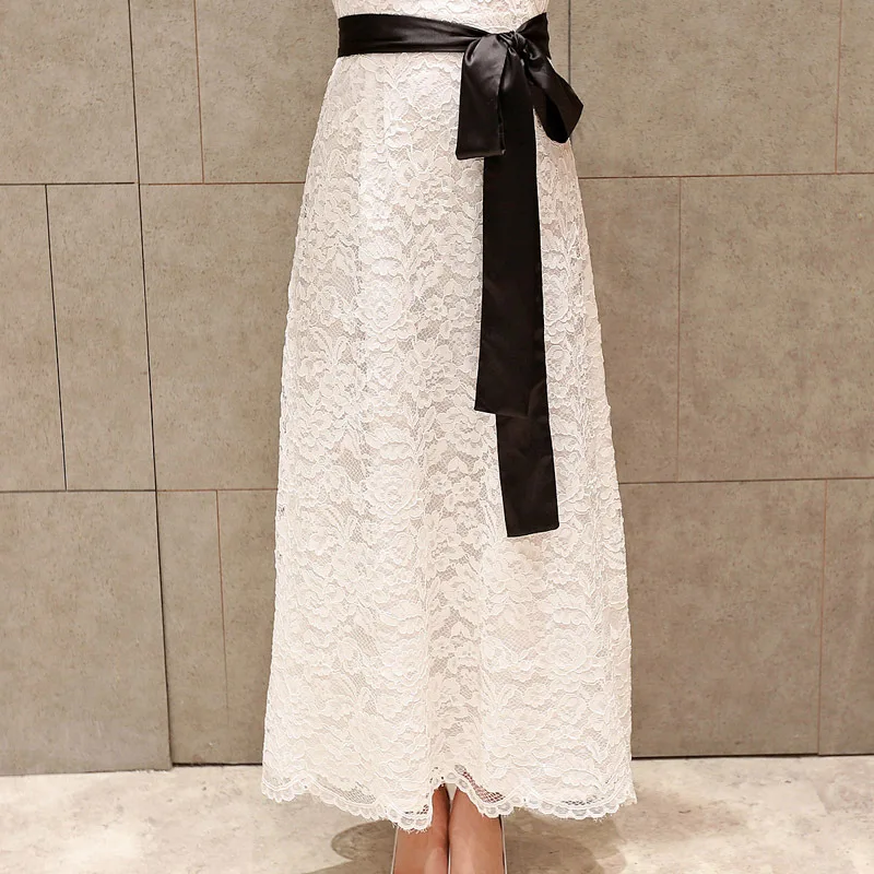 Новые женская летняя обувь модные кружевные платья белое платье черный длинное