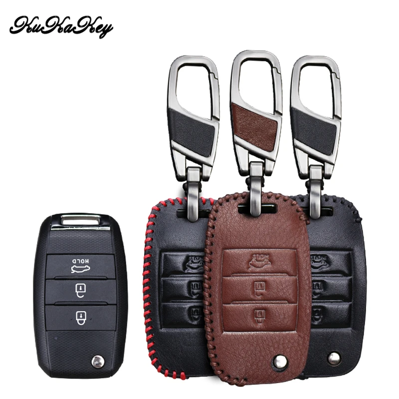 Car Key Smart Case Cover For Kia Rio K2 3 4 Ceed Optima Sorento Sportage Cerato K3 K5 Soul 2017 Genuine Leather Ring Shell | Автомобили и