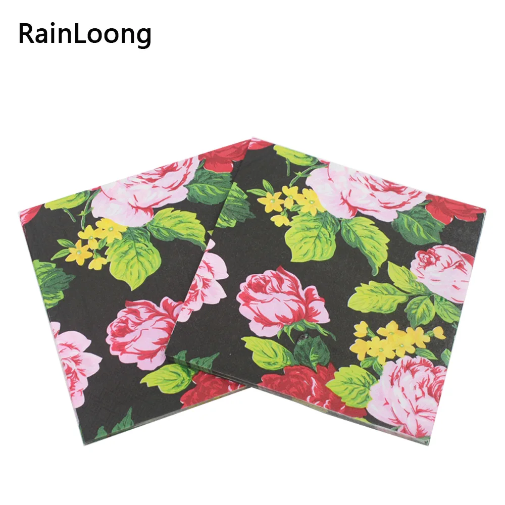 [RainLoong] с цветочным принтом Бумага салфетки для торжеств и вечерние ткани