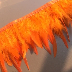 orange Центральные, Свадебные украшения 10 м/лот натуральный петух Hackle Перья отделкой окрашенная Куриные перья окантовка - Цвет: orange