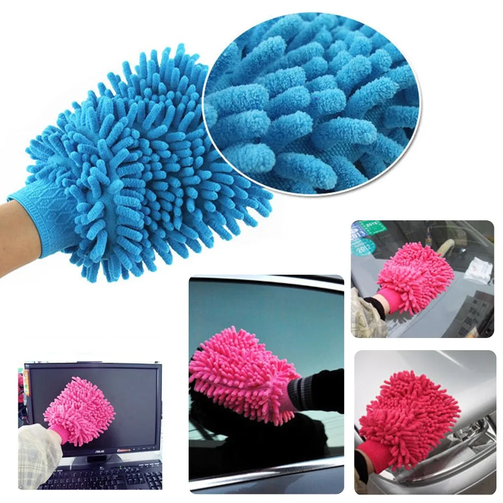 

1pcs Chenille Coral Microfiber Premium Scratch-Free Wash Mitt Color Random