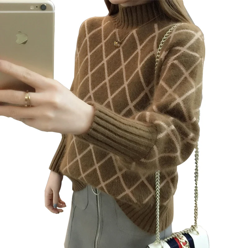 Pull Femme Autumn Winter Women Cashmere Sweaters And Pullovers Striped Thick Knitting Sweater Female Loose Knit Jumpers | Женская одежда