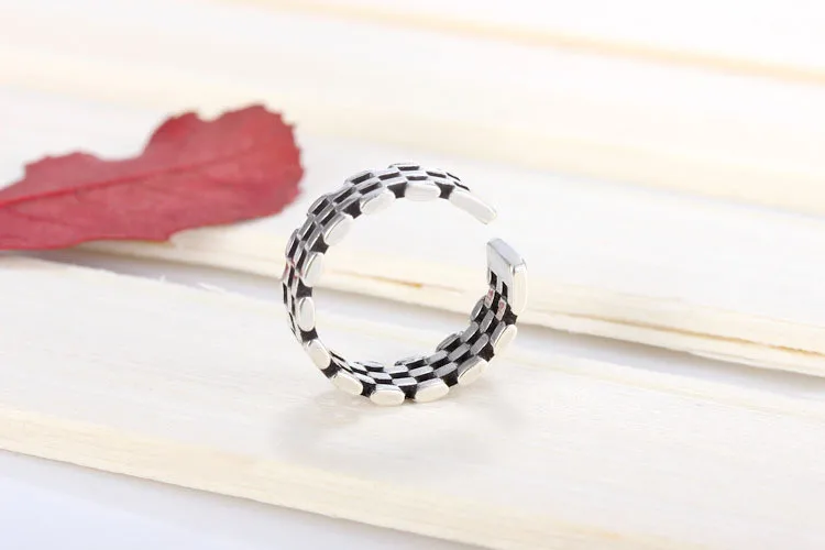 LULU-PIG, корейское серебро 925 пробы, винтажное, Сделано с открытым кольцом на старинном римском клетчатом ремешке для часов, KJZ-0048